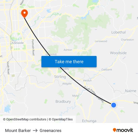 Mount Barker to Greenacres map