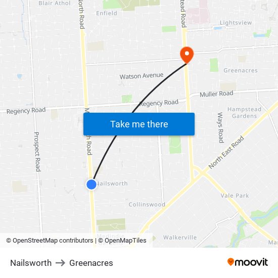 Nailsworth to Greenacres map