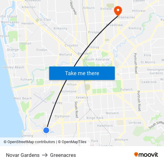 Novar Gardens to Greenacres map