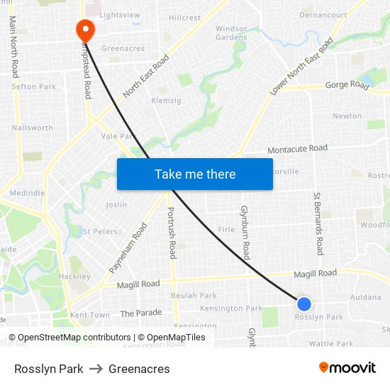 Rosslyn Park to Greenacres map