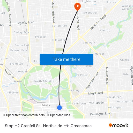 Stop H2 Grenfell St - North side to Greenacres map