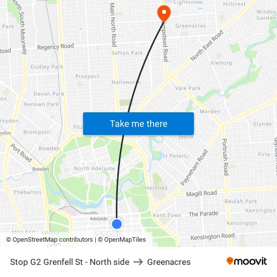 Stop G2 Grenfell St - North side to Greenacres map