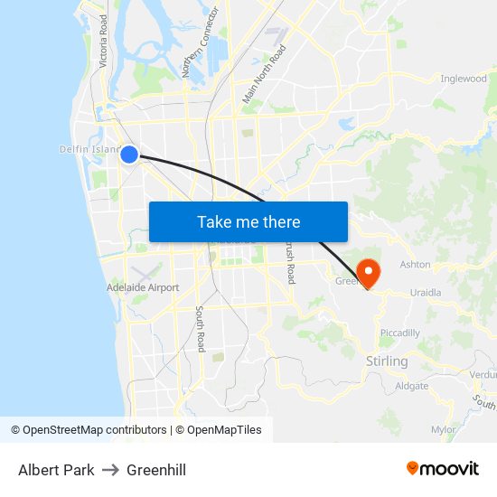 Albert Park to Greenhill map