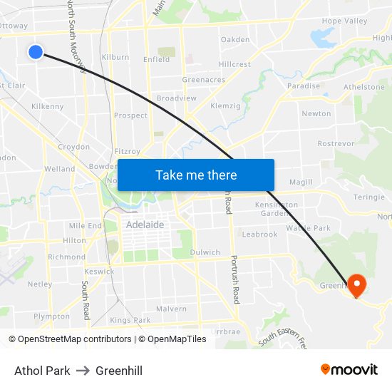 Athol Park to Greenhill map