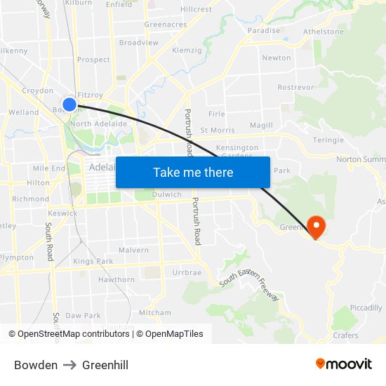 Bowden to Greenhill map