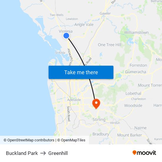 Buckland Park to Greenhill map