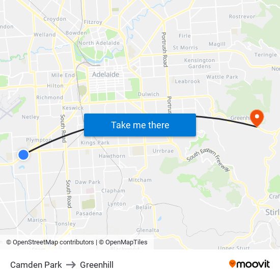 Camden Park to Greenhill map