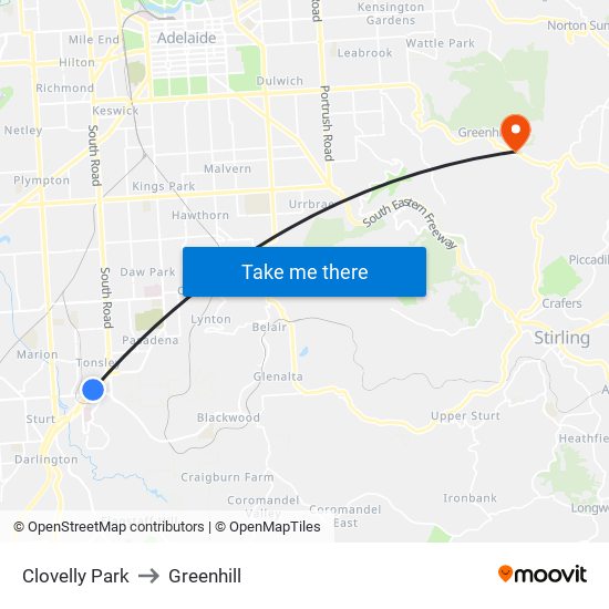 Clovelly Park to Greenhill map