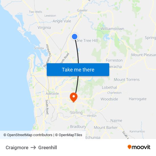 Craigmore to Greenhill map