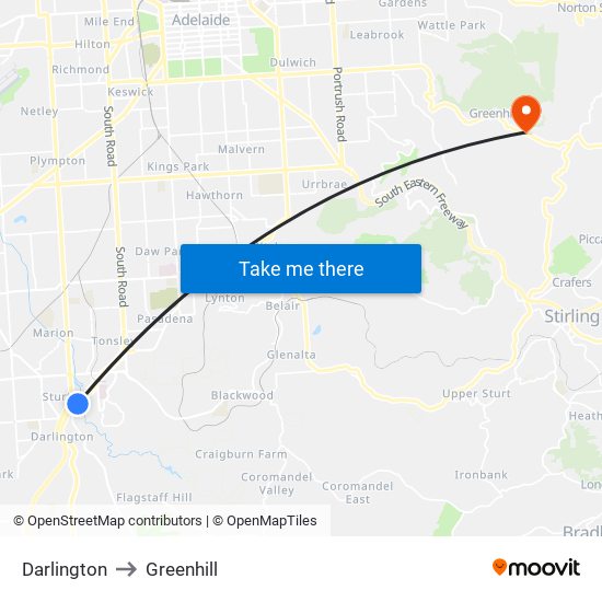 Darlington to Greenhill map