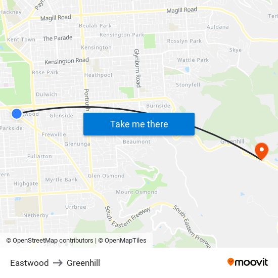 Eastwood to Greenhill map