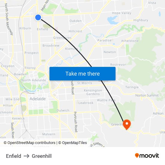 Enfield to Greenhill map