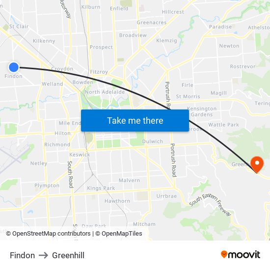 Findon to Greenhill map