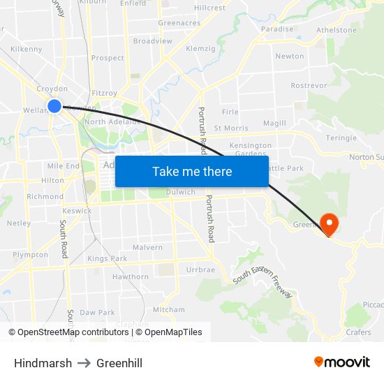 Hindmarsh to Greenhill map