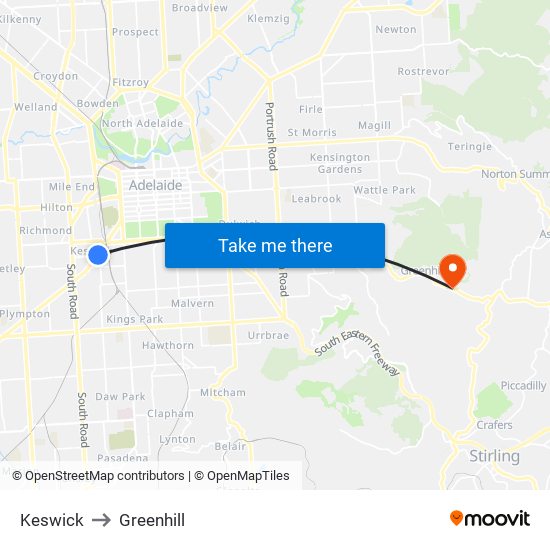 Keswick to Greenhill map