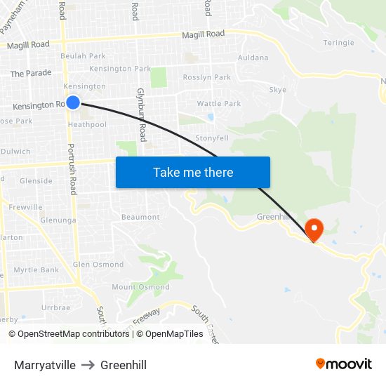 Marryatville to Greenhill map