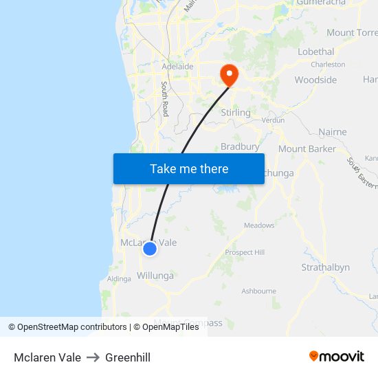 Mclaren Vale to Greenhill map
