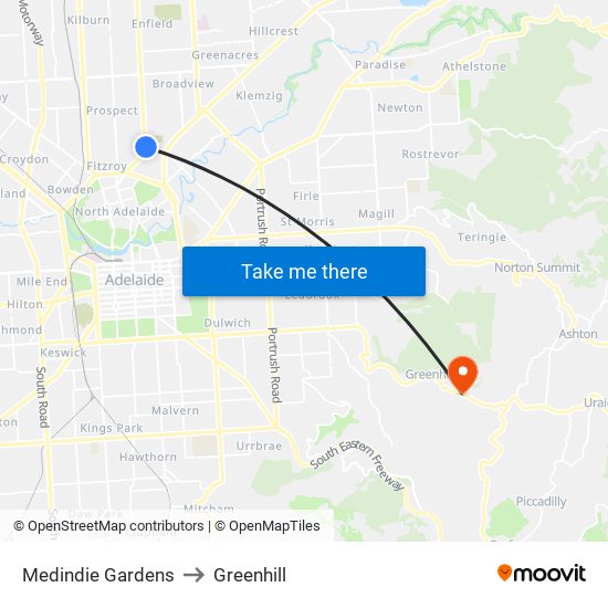 Medindie Gardens to Greenhill map