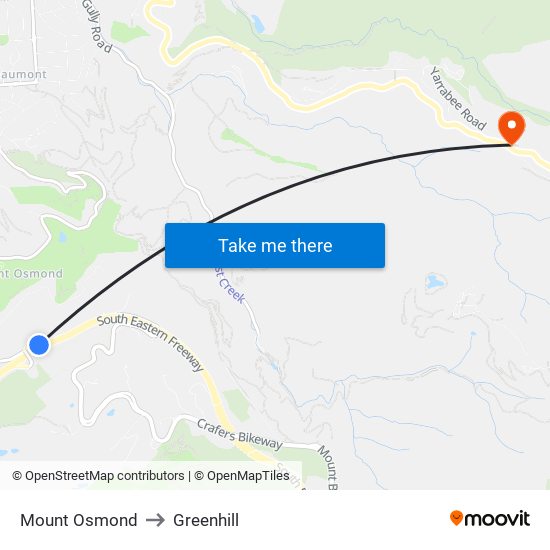 Mount Osmond to Greenhill map