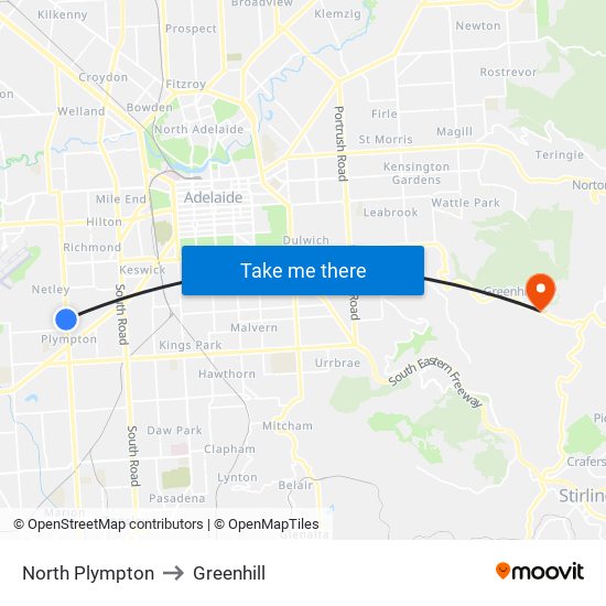 North Plympton to Greenhill map