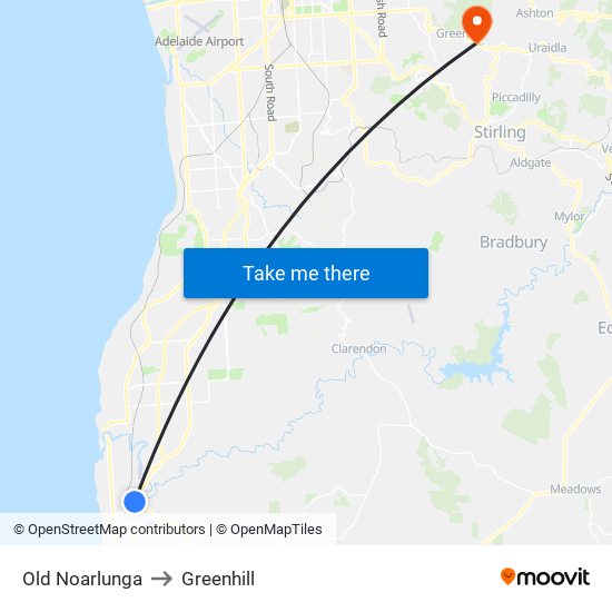 Old Noarlunga to Greenhill map