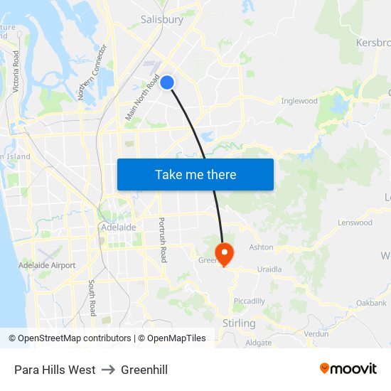 Para Hills West to Greenhill map