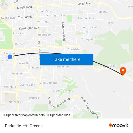 Parkside to Greenhill map