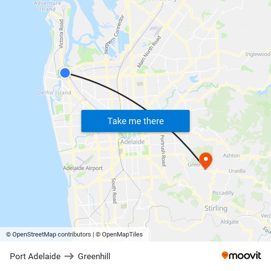 Port Adelaide to Greenhill map