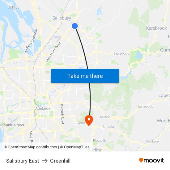 Salisbury East to Greenhill map