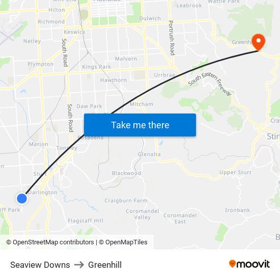 Seaview Downs to Greenhill map