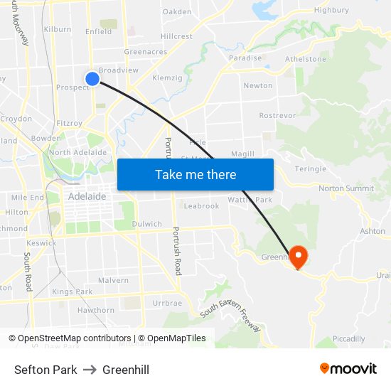 Sefton Park to Greenhill map