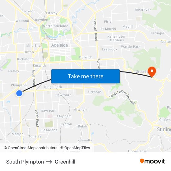 South Plympton to Greenhill map