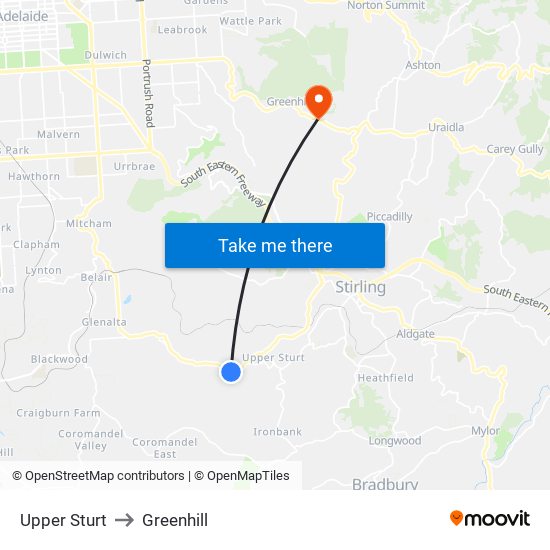 Upper Sturt to Greenhill map