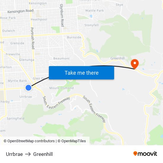 Urrbrae to Greenhill map