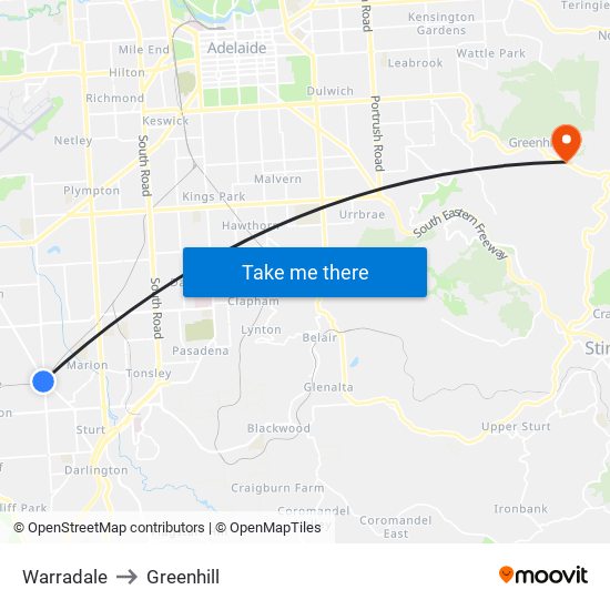 Warradale to Greenhill map