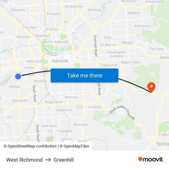 West Richmond to Greenhill map