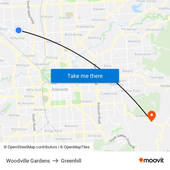 Woodville Gardens to Greenhill map