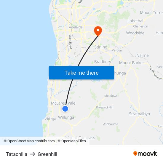 Tatachilla to Greenhill map