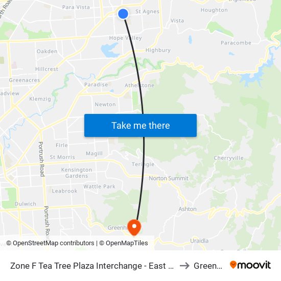 Zone F Tea Tree Plaza Interchange - East side to Greenhill map