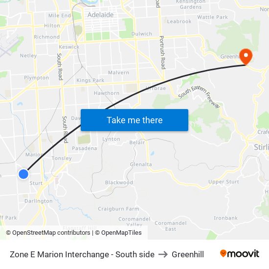 Zone E Marion Interchange - South side to Greenhill map