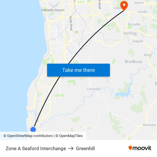 Zone A Seaford Interchange to Greenhill map