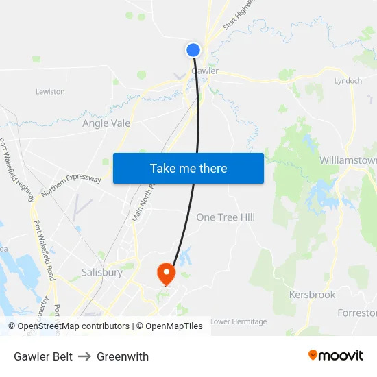 Gawler Belt to Greenwith map