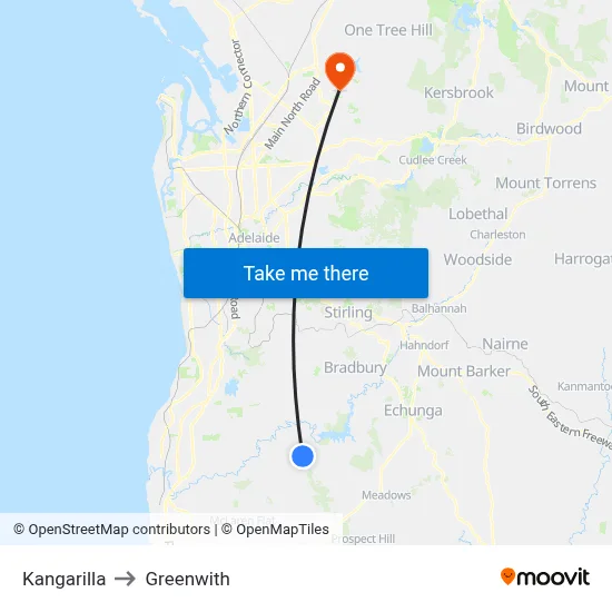 Kangarilla to Greenwith map