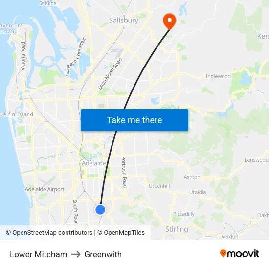 Lower Mitcham to Greenwith map