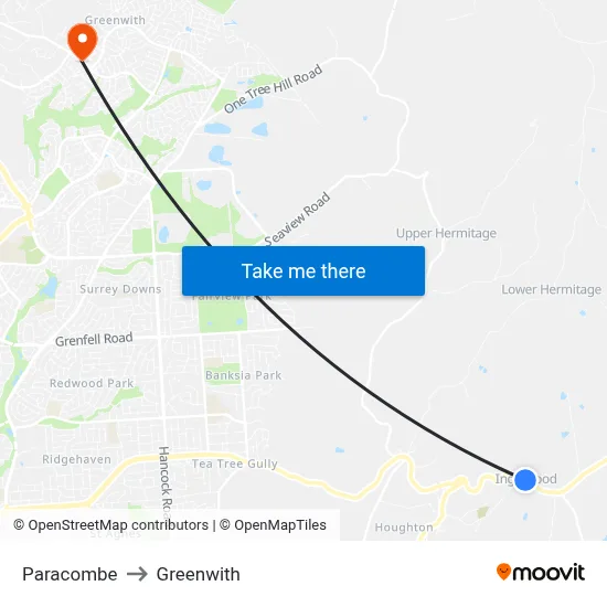 Paracombe to Greenwith map
