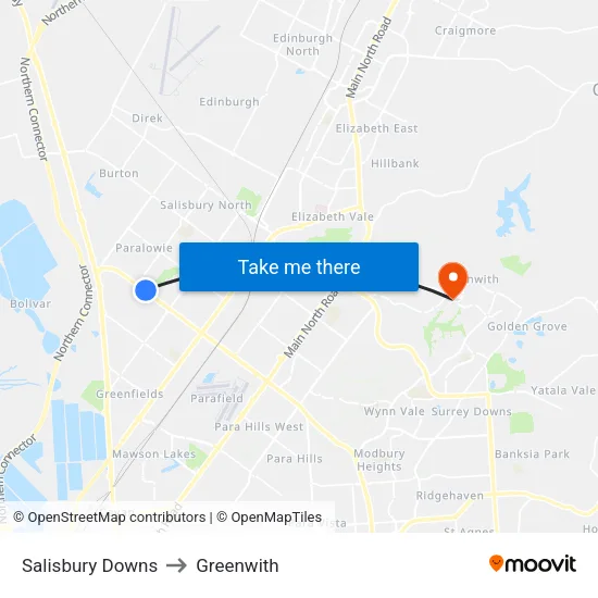 Salisbury Downs to Greenwith map
