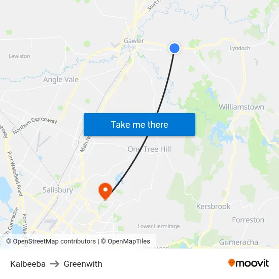Kalbeeba to Greenwith map