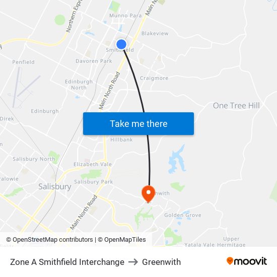 Zone A Smithfield Interchange to Greenwith map