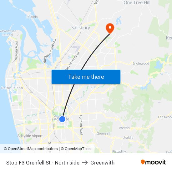 Stop F3 Grenfell St - North side to Greenwith map