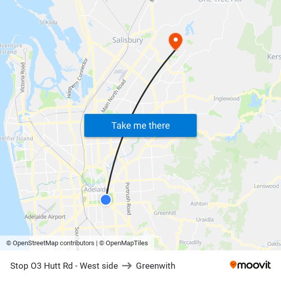 Stop O3 Hutt Rd - West side to Greenwith map